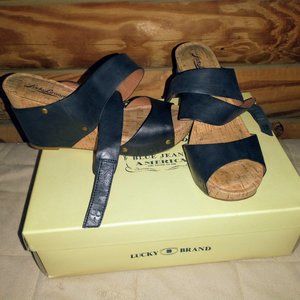 LUCKY BRAND MORAN CORK WEDGE SANDALS